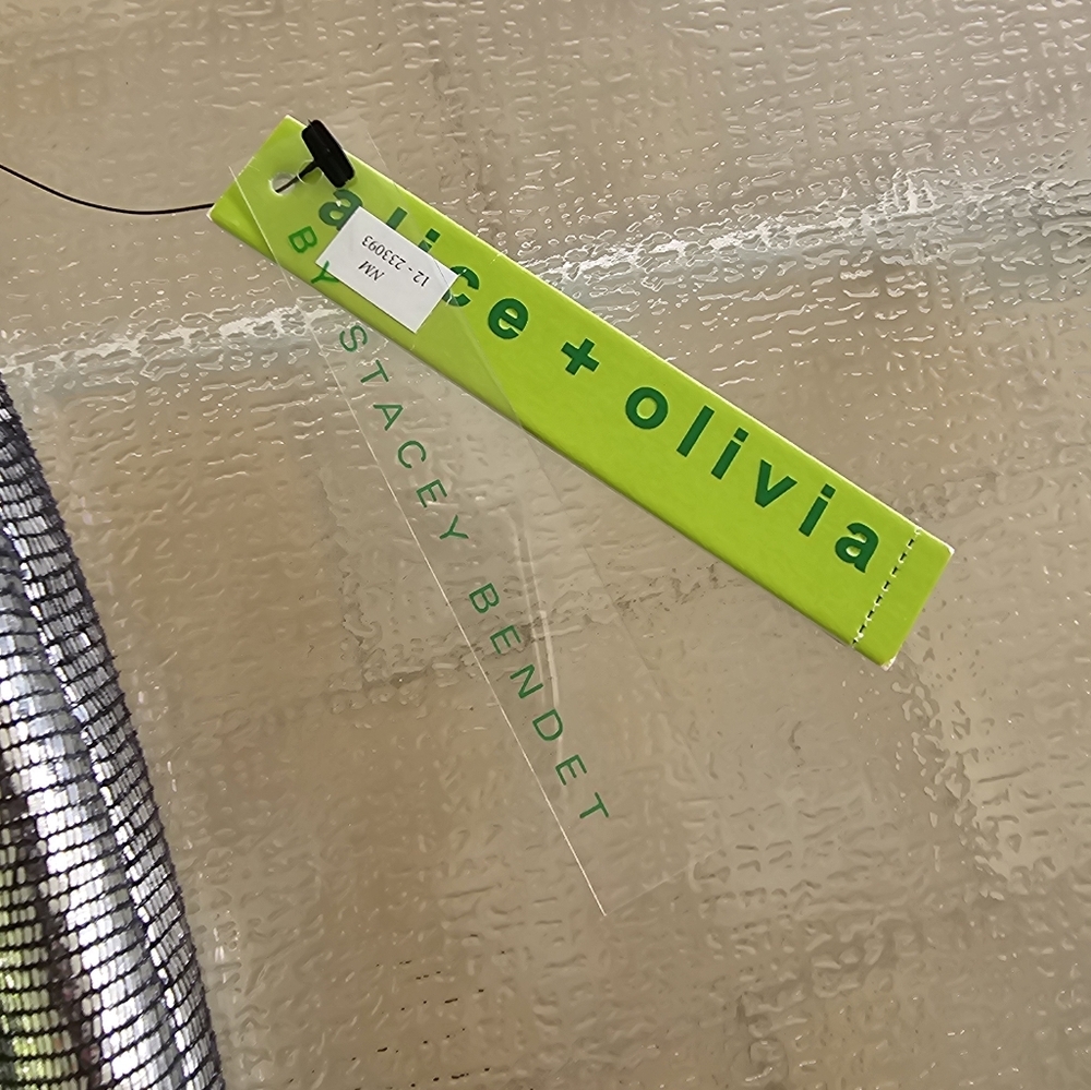 Alice + Olivia Caitlin Silver Metallic Leather Skirt Size 8 Party Glam Holiday - Picture 8 of 14